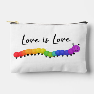 Cute PRIDE Rainbow colors smiling caterpillar Accessory Pouch