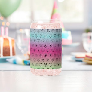 Cute Pride Rainbow Hearts Pattern Can Glass