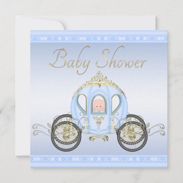 Cute Prince Coach Blue Baby Shower Invitation (Front)