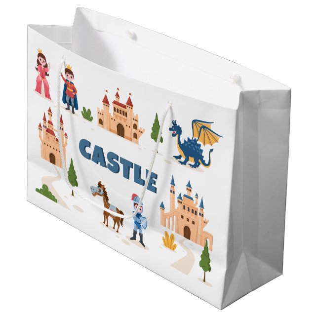 cute Prince Princess castle  Large Gift Bag (Front Angled)