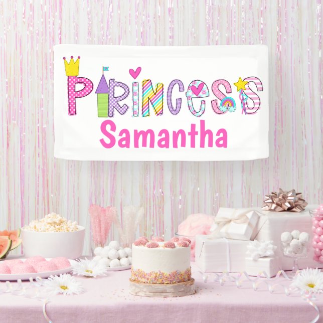 Cute Princess Alphabet Personalised Banner (Party)