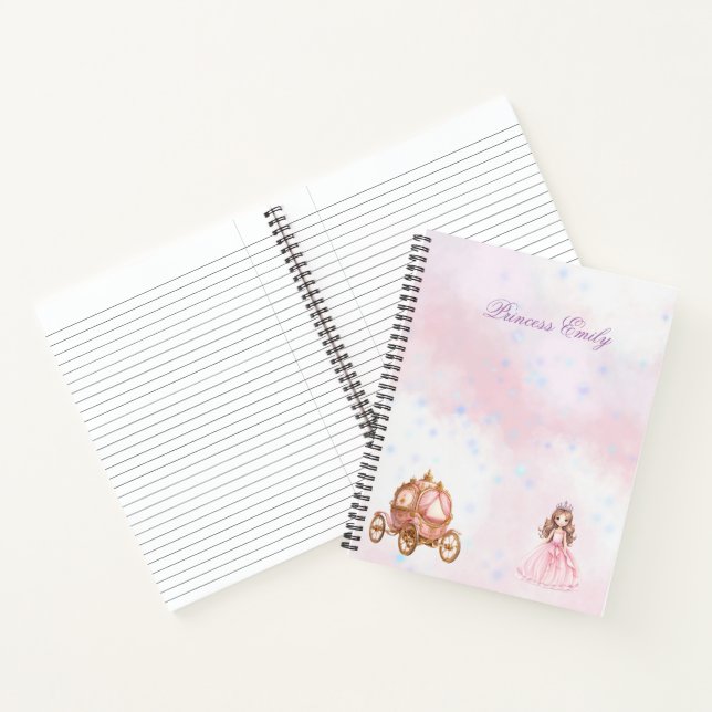 Cute Princess and Carriage Personalised Notebook (Inside)