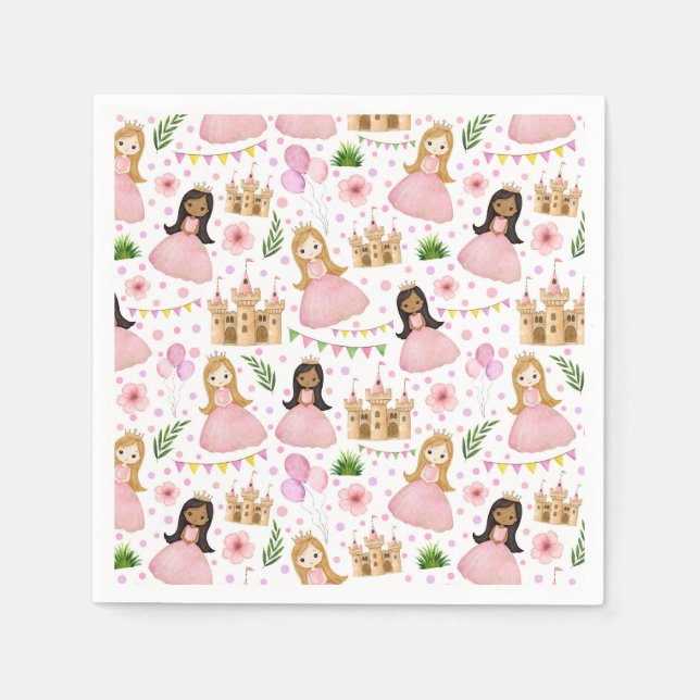 Cute Princess and royal castle party Napkin (Front)
