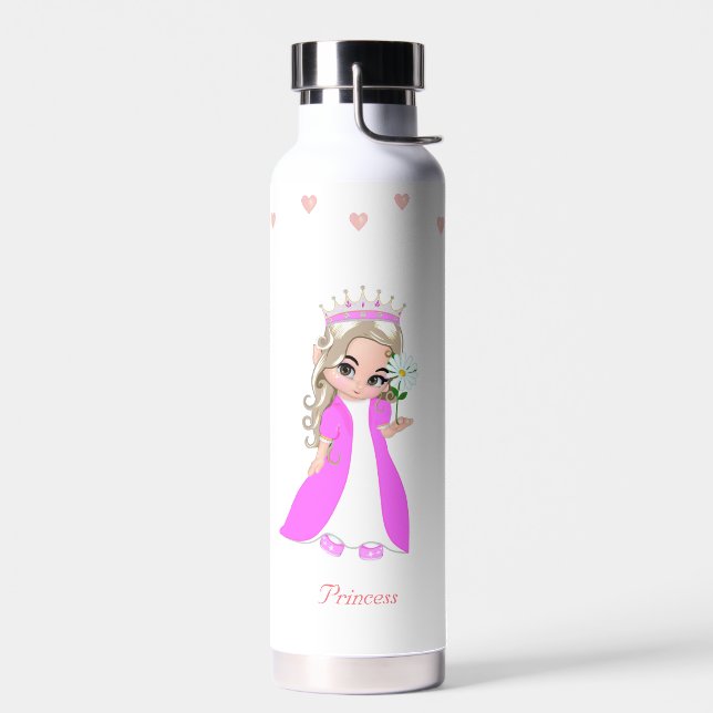 Cute Princess and Stars on White Water Bottle (Left)