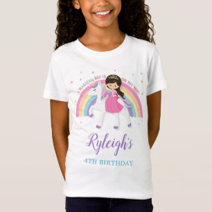 Cute Princess and Unicorn Rainbow Birthday Outfit  T-Shirt