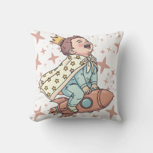 Cute Princess Astronaut Baby Rocket Space Art Cushion