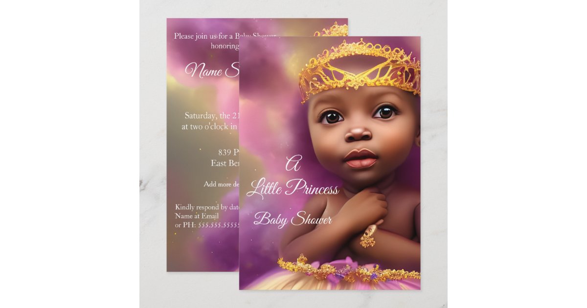 Cute Princess Baby Shower Ethnic Girl Invitation | Zazzle