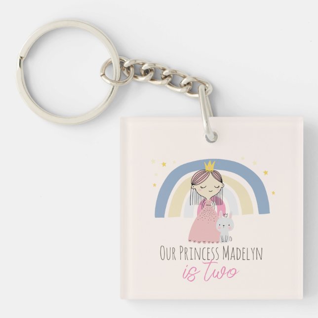 Cute Princess Birthday Party Key Ring (Front)