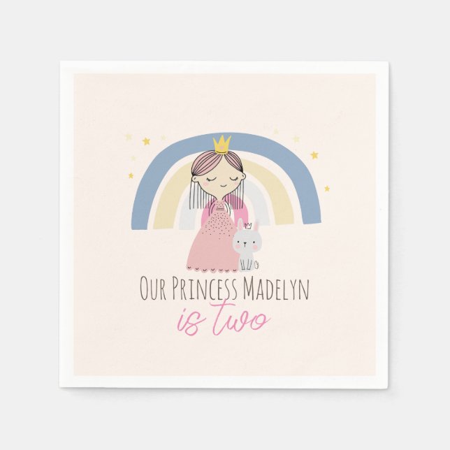 Cute Princess Birthday Party Napkin (Front)