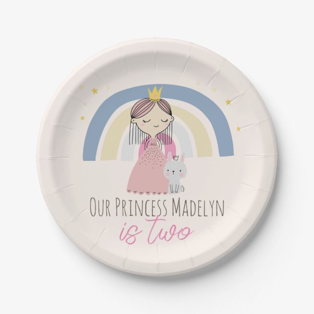 Cute Princess Birthday Party Paper Plate (Front)