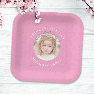 Cute Princess Birthday Party Pink Custom Paper Plate