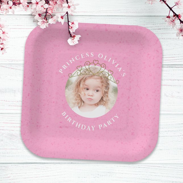 Cute Princess Birthday Party Pink Custom Paper Plate (Creator Uploaded)