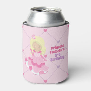 Cute Princess Birthday Party Pink Personalised Can Cooler