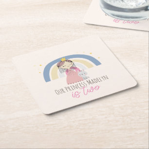 Cute Princess Birthday Party Square Paper Coaster