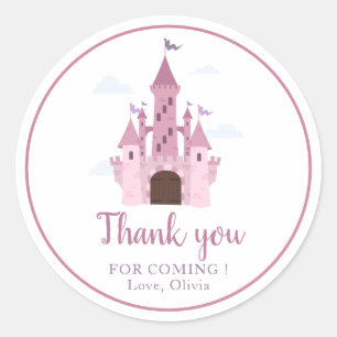 Cute Princess Castel Girls 1st Birthday Thank You Classic Round Sticker