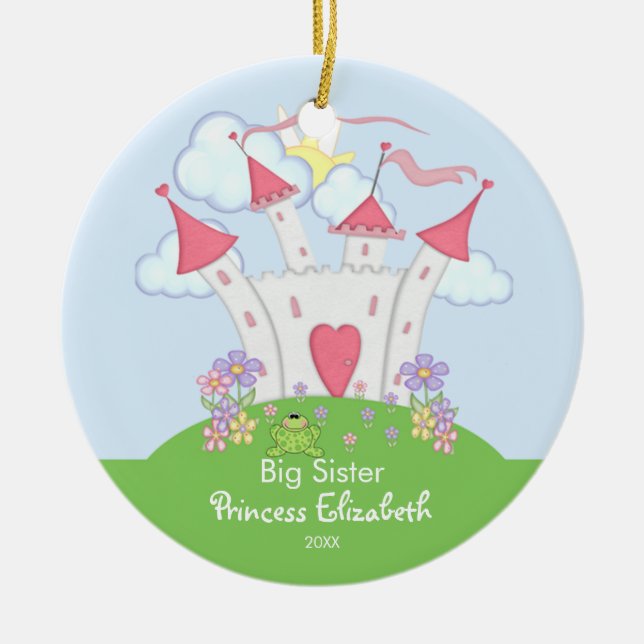 Cute Princess Castle Big Sister Christmas Ornament (Front)