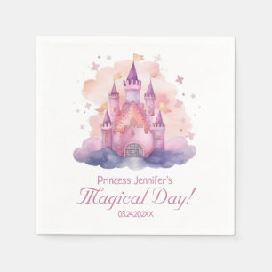 Cute Princess Castle Girl Birthday Party Napkin