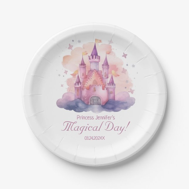 Cute Princess Castle Girl Birthday Party  Paper Plate (Front)