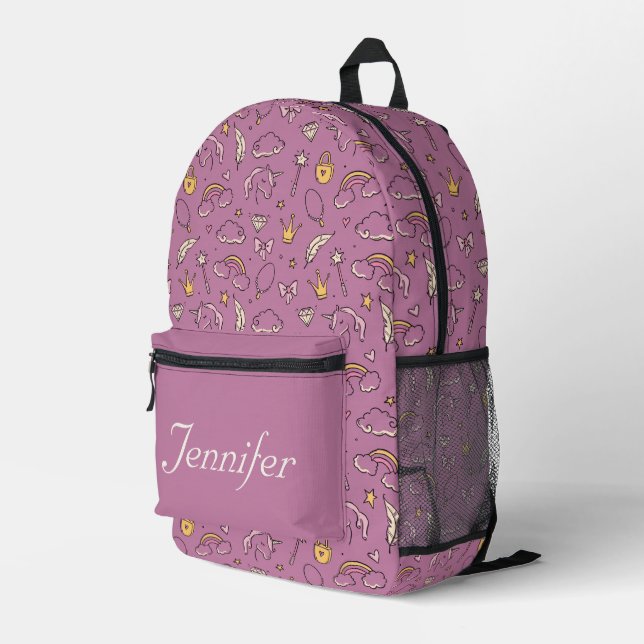 Cute Princess Castle Girl  Printed Backpack (Back Corner Right)
