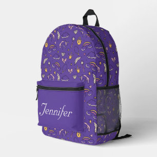 Cute Princess Castle Girl Purple Printed Backpack