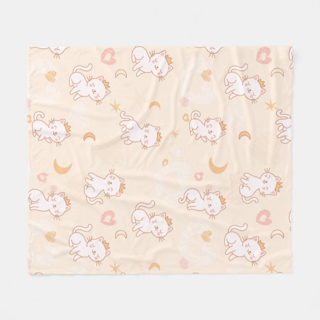 Cute Princess Cat Wearing Crown  Fleece Blanket (Front (Horizontal))