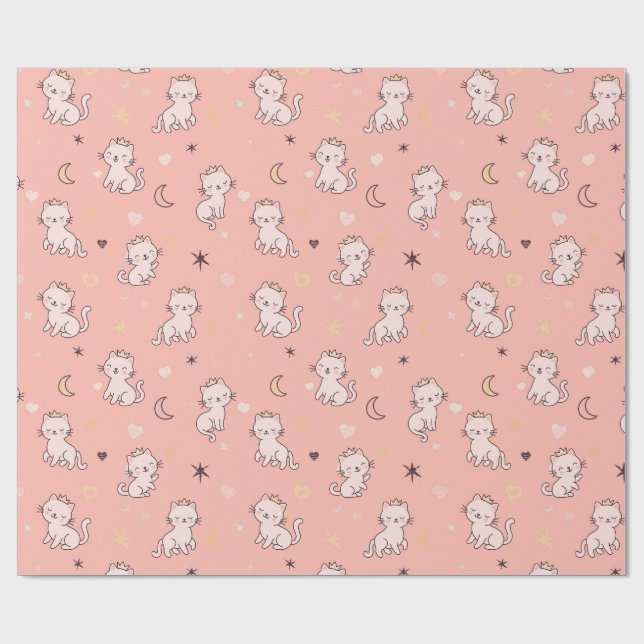 Cute Princess Cat  Wrapping Paper (Flat)