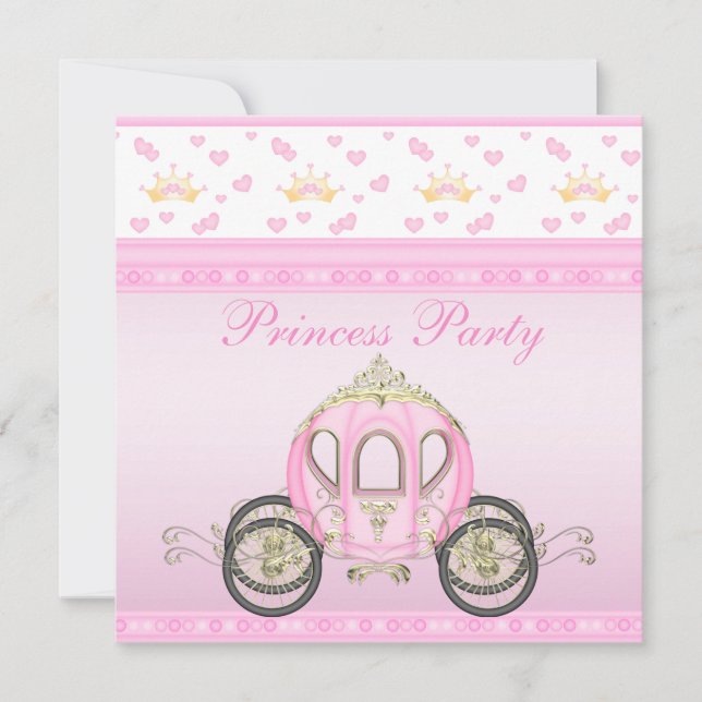Cute Princess Coach Pink Birthday Party Invitation (Front)