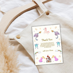 Cute Princess Dragon Unicorn Baby Shower Thank You Card