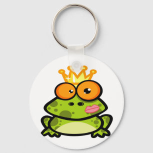 Cute Princess Frog with Golden Crown Key Ring
