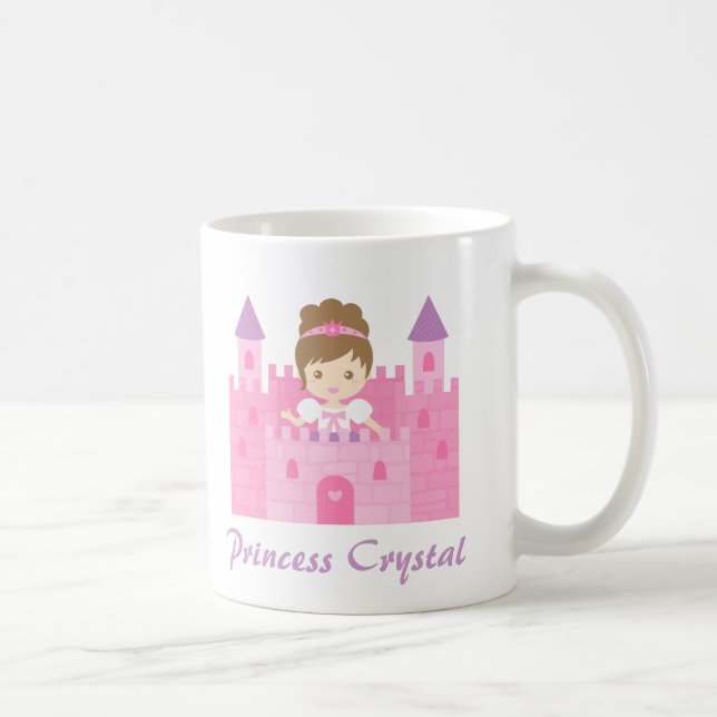 Cute Princess Girl in Pink Castle Coffee Mug (Right)