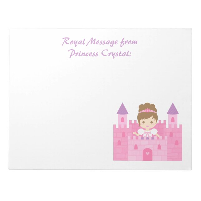 Cute Princess Girl in Pink Castle Notepad (Front)
