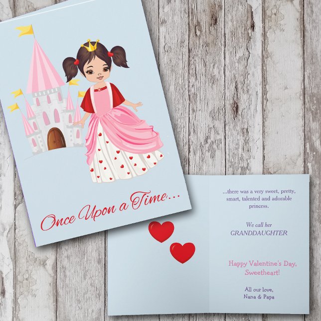 Cute Princess Granddaughter Valentine Brunette Holiday Card (Creator Uploaded)