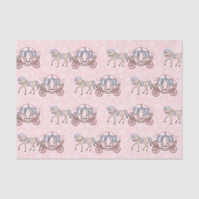 Cute Princess horse and carriage party Tissue Paper (Front)