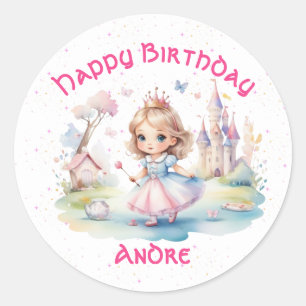 Cute princess in Whimsical Wonderland Classic Round Sticker