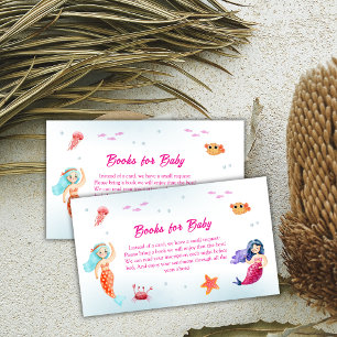 Cute Princess Mermaid Ocean Books For Baby Shower Enclosure Card