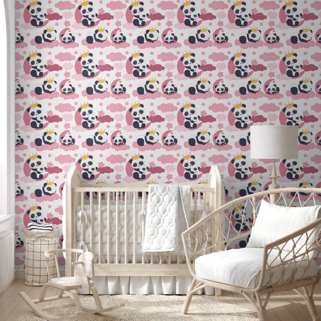 Cute Princess panda girls nursery Wallpaper (Kids)
