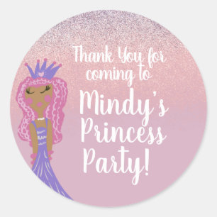Cute Princess Party Doodle Classic Round Sticker