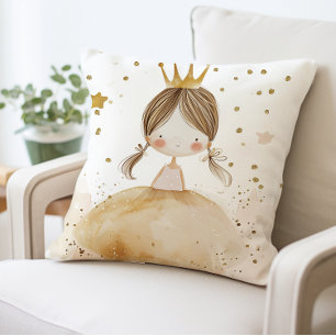 Cute Princess Pillow with Golden Crown, Fairy Tale