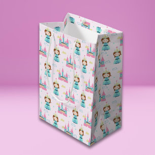 Cute Princess Pink Castle Girl Baby Shower Party Medium Gift Bag