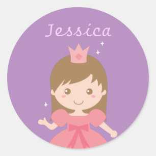 Cute Princess, Pink for Little Girls Classic Round Sticker