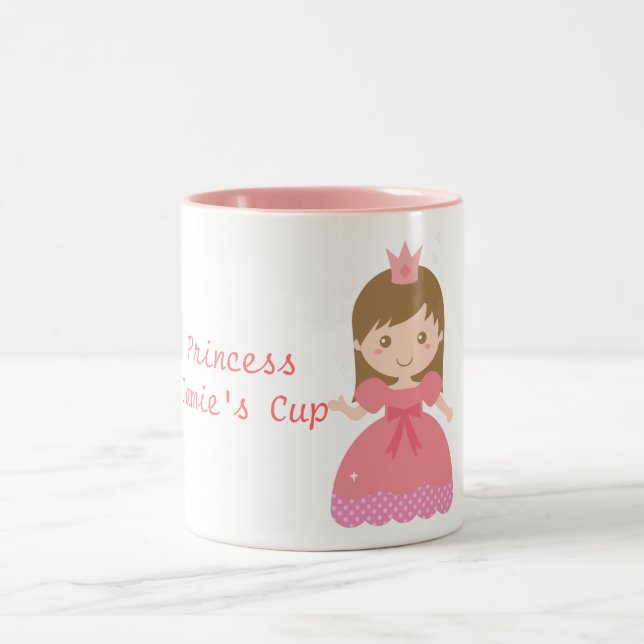 Cute Princess, Pink for Little Girls Two-Tone Coffee Mug (Center)