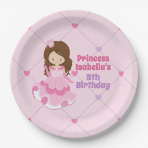 Cute Princess Pink Purple Girls Birthday Party Paper Plate
