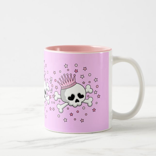 Cute Princess Skull Two-Tone Coffee Mug (Right)