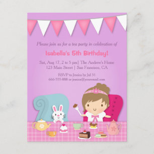 Cute Princess Tea Party Birthday Invitations
