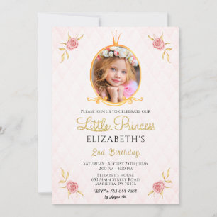 Cute Princess Theme Photo Birthday Party Invitation