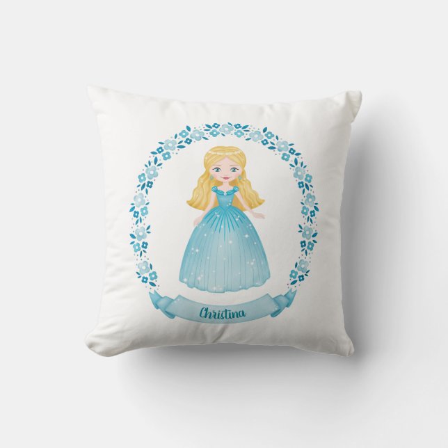 Cute Princess Throw Pillow (Front)