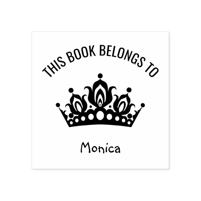 Cute Princess Tiara Crown This Book Belongs Name Rubber Stamp (Imprint)