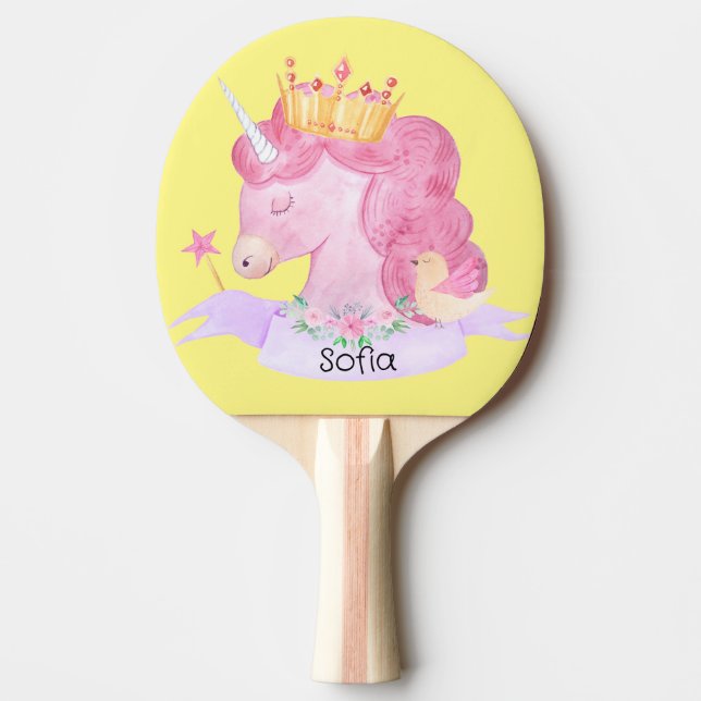 👑Cute Princess Unicorn Custom Name          Ping Pong Paddle (Front)