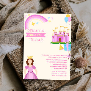 cute princess vibrant colorful unique quinceañera invitation