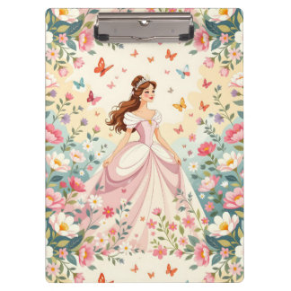 Cute princess with butterflies clipboard